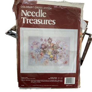 ColorArt Cross Stitch Needle Treasures Pastel Hues Floral Display New Kit #02586